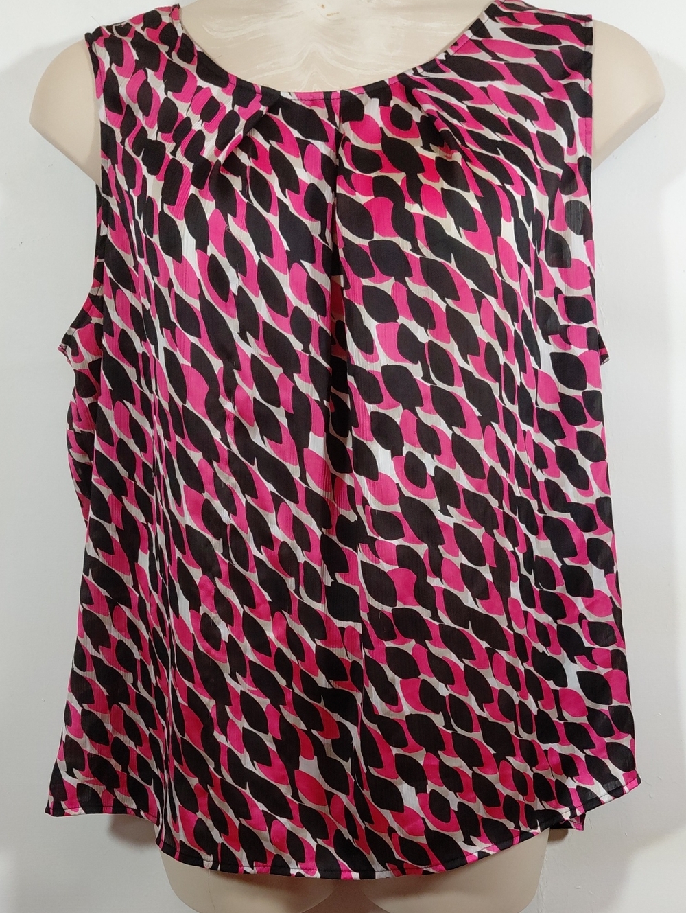 Kasper Separates Sleeveless Hot Pink, Black & White Abstract Print Top Size 3X